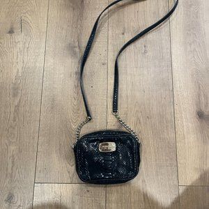 Michael Kors black leather snakeskin emobssed crossbody bag